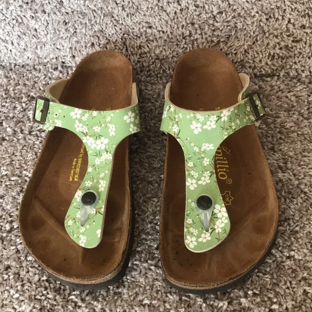 Green Floral Birkenstock Women's Sandals - Picture 3 of 9